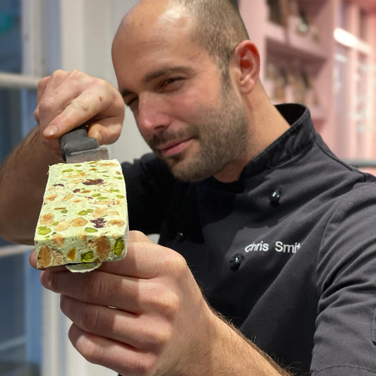 Pistachio nougat (a newbie)...fresh from the lab this morning!