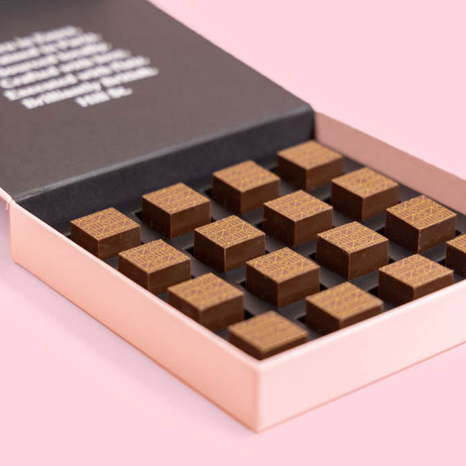 Dark chocolate Fresh lime caramel ganache cubes - 16 pieces