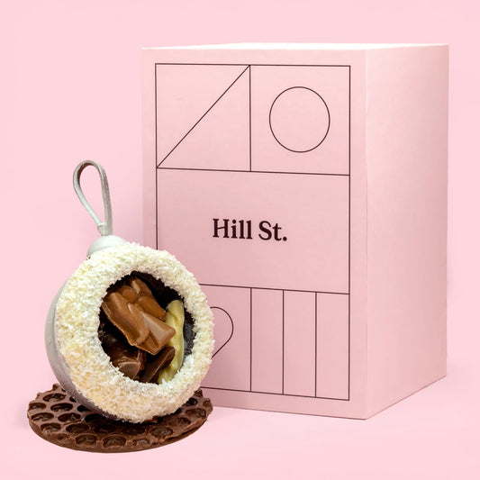 Luxury Milk Chocolate Bauble Filled with Christmas Chocolates (white) (Pick up only product)