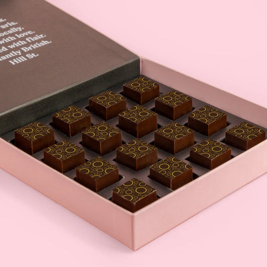 Dark chocolate Cambridge gin & yellow plum ganache cubes - 16 pieces